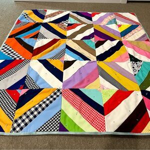 Amish Handmade Patchwork Quilt 46x46 Lap Blanket or Picnic Quilt